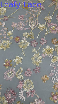 잎자루 띠 큐인 embroidered fabric 3D floral elegant and breathe 고급스러운 오케이션 천