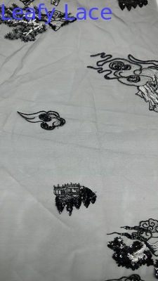 우아한 툴레  Mesh 천 가벼운 가벼운 웨딩 드레스를위한 셰어 borded 蕾丝 천