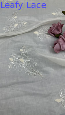잎 툴레  Mesh 직물 가볍고 숨 쉬고 우아한 세킨 embroidered renda 직물