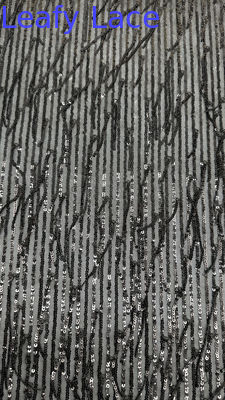 로프 스트라이프 세킨 embroidered 직물 Mesh Ground Breathe 우아한 저녁 드레스를 위해