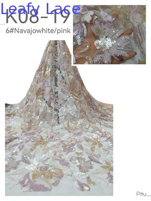 잎자루 세킨 embroidered fabric 3D floral mesh ground for ladies gowns 패션 디자인