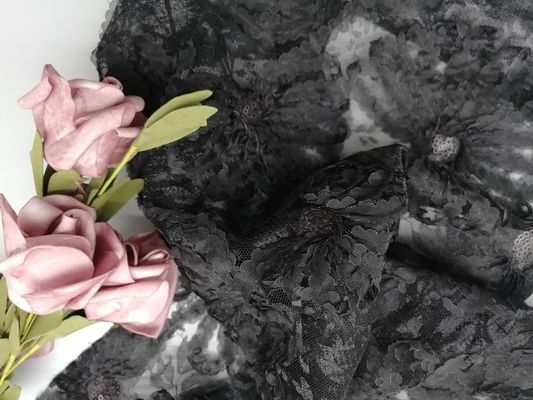 중심 과장 파티 레이스 검은 3D 번쩍이는 금속 조각 아플리케 구성