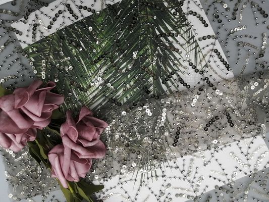 드레스와 결혼하기 위한 파티 회색 엠브로이드된 번쩍이는 금속 조각 레이스천