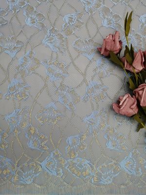 Lace Embroidery Metallic Floral Fabric Women Garment Textile