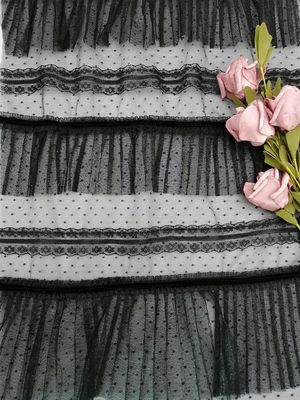 주름형 주름 메쉬 깨진 얇은 명주 그물 구성을 출력하는 흑색 도트 포일