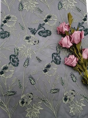 Embroidered Tulle Mesh Fabric Garden Flower Lace Bedding Cloth