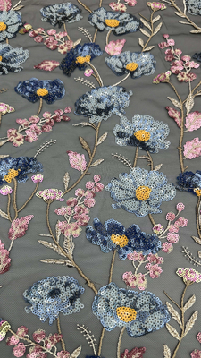 3D 꽃 잎자루 빵 embroidered 직물 고급 고품질 파티 드레스 드레스