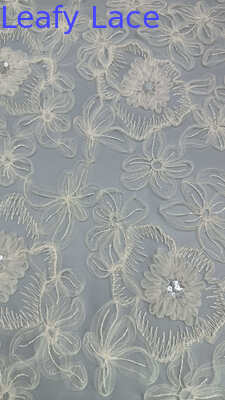 Sequin Embroideded Fabric Hollow-up Patter Custom Floral Lace Fabric for Bridal Dresses
